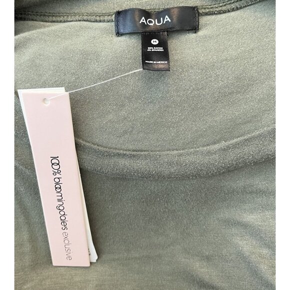 Aqua Ladies Medium Army Green Cropped Tank Top NWT Rayon Spandex Soft Stretch - Picture 5 of 6